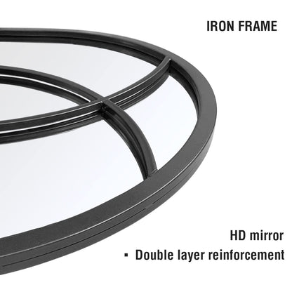 OGCAU Wall Mounted Mirror, 24"x42" Arched Wall Mirror, Arched Window Shaped Farmhouse Style with Iron Frame, Paneled Wall Decor for Bedroom, Entryway, Living Room (Black)