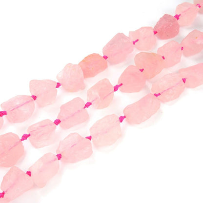 Adabele 15 Inch Natural Raw Pink Rose Quartz Crystal Healing Gemstone Loose Beads Drilled Large Nugget Rough Chakra Gem Stone Spacer GA-C8