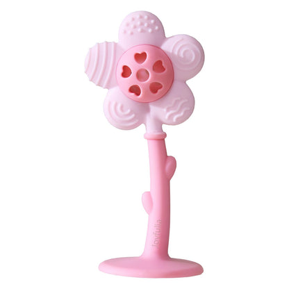 Baby Teething Toys 3-6 Months, Teether and Sensory Rattle for Babies 0-6 Months, Food Grade Silicone Teethers 6-12 Months, Infant Teething Relief Chew Toys, Sunnyflower Teether Toy BPA Free - Pink