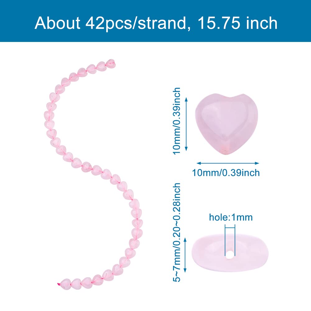 Fashewelry 42pcs Polished Heart Natural Rose Quartz Stone Beads Tumbled Chakra Gemstone Beads Crystal Healing Drilled Loose Beads for Earring Bracelet Necklace Jewelry Making
