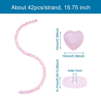 Fashewelry 42pcs Polished Heart Natural Rose Quartz Stone Beads Tumbled Chakra Gemstone Beads Crystal Healing Drilled Loose Beads for Earring Bracelet Necklace Jewelry Making