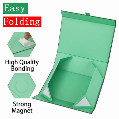 PLINJOY Large Gift Box 13.5x11.8x4.7 Inches, Green Gift Boxes for Presents with Magnetic Closure Lid, Luxury Gift Box Rectangle Collapsible Boxes for Gift Packaging