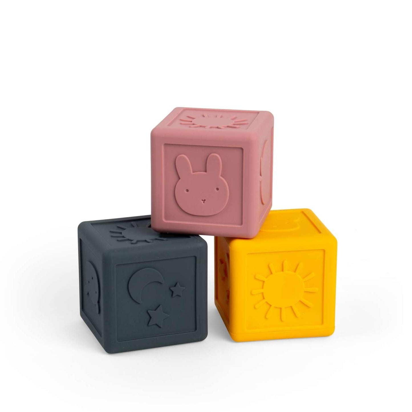Bigjigs Toys Silicone Sensory Cubes - 3 Piece Soft Blocks Toy for Babies & Toddlers, Montessori Play, Made from 100% Silicone, Gifts for 3 Month Olds +