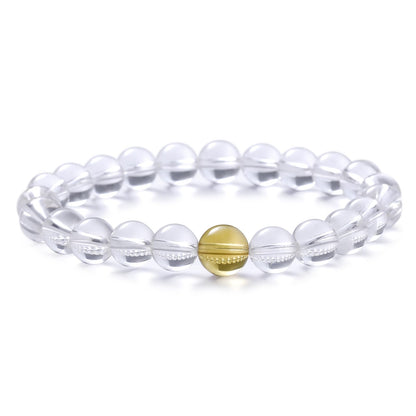 plyosdey Bracelet for Women Natural Stone 8mm Beaded Stretch - Crystal Bracelet for Meditation Yoga, Positive Aura Jewelry Gift for Her (Clear Quartz)