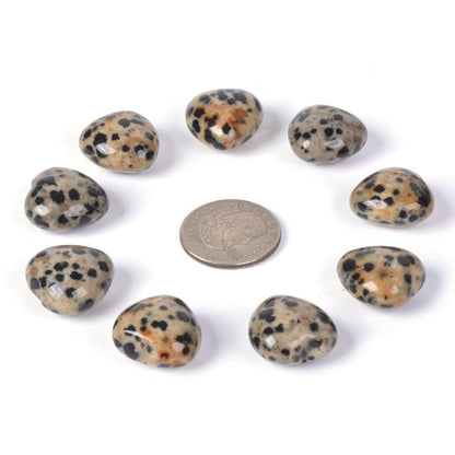 Justinstones Dalmatian Jasper Gemstone Heart Set (Pack of 10) - Red, Brown, Yellow Jasper Hearts - 0.8" (0.8 inches) - Untreated - 0.835ct Total Weight
