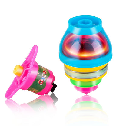 PROLOSO 15-Pack Light Up Flashing UFO Spinning Tops with Gyroscope Novelty Bulk Toys Party Favors