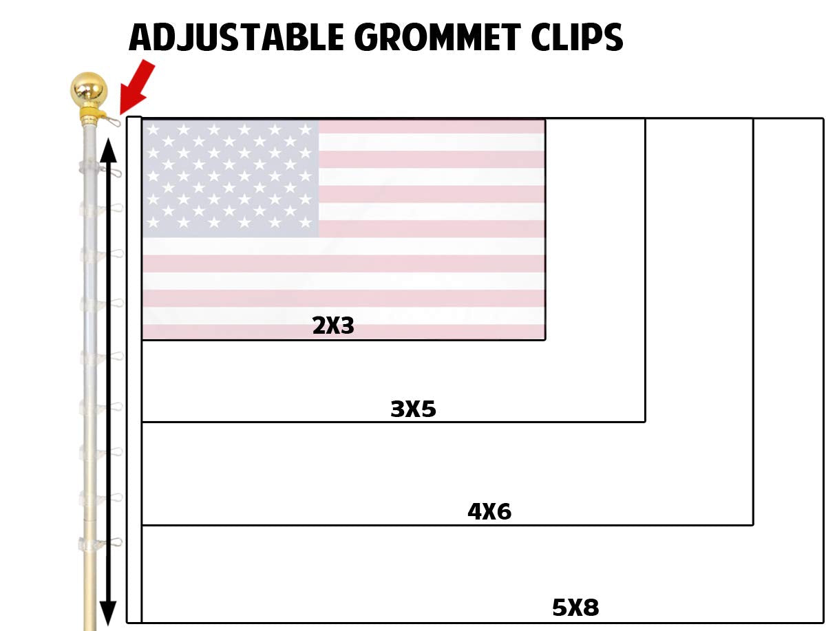 FlagsImp 8 Foot Aluminum Silver Pole with (Ball)