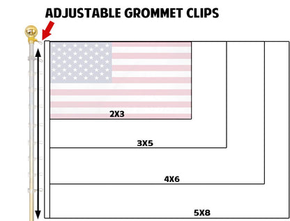 FlagsImp 8 Foot Aluminum Silver Pole with (Ball)