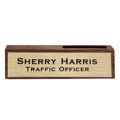 Personalized Business Desk Name Plate with Card Holder Custom Desk Nameplate Support Adding Logo 2" x 8"