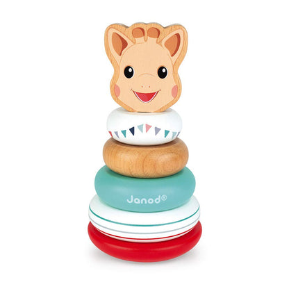 Janod Sophie La Girafe 6 pc Wooden Stackable Roly-Poly Toy - Ages 12+ Months - J09501