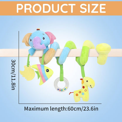 Caterbee Baby Car Seat Toys, Activity Spiral pram Hanging Toys with Rattle for Infant (Elephant)