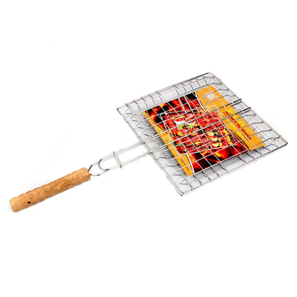 Barbeque Grill Basket, Portable BBQ Grilling Baskets with Long Handle, Stainless Steel Grilling Basket for Fish Vegetables Steak Shrimp Chops Outdoor Grill Tool Accessories