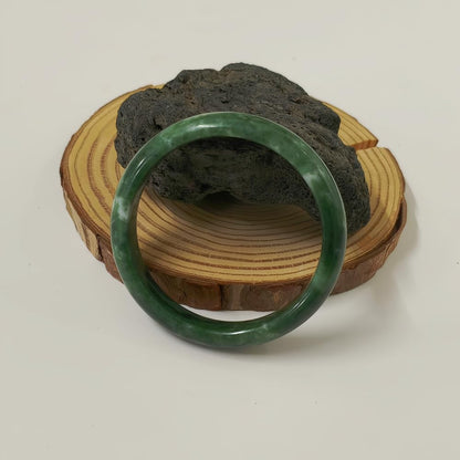 sunglnl Jade Bracelet For Women, Green Stone Bangle Natural Gradient Chinese Style Bracelets With Box Wealth Fortune Healing Protection Good Luck Jewelry Gift (Dark Green, 64mm/2.51in)