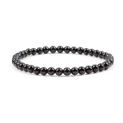 Cherry Tree Collection - Small, Medium, Large Sizes - Gemstone Beaded Bracelets For Women and Men - 4mm Round Beads (Black Obsidian, Small)
