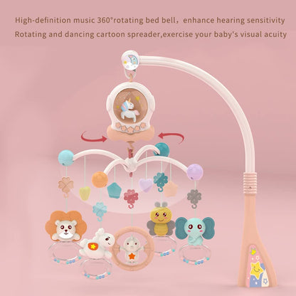 Baby Crib Mobile with Music and Lights - Mobile for Crib with Remote Control, Rotation Nursery Musical Baby Mobile for Bassinet Toys, Crib Toys Hanging for Babies Newborn Boys Girls