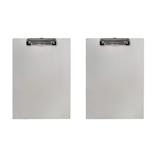 Amazon Basics Aluminum Clipboard, Letter Size, Office Supplies, 2-Pack, Silver