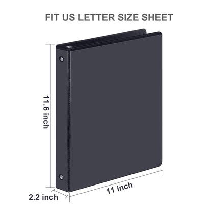 3 Ring Binder 1-1/2 Inch, ViVin Sturdy 1.5"-Round Ring Binder with 2 Interior Pockets, Clear View Cover, PVC-Free, Fits 300 Sheets of 8.5'' x 11'' Paper, Office Home School (6 Pack, Black)