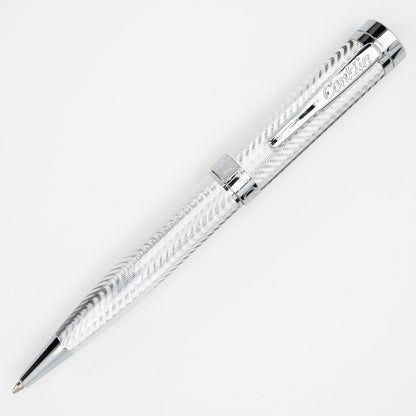 Conklin Herringbone Signature Ballpoint Pen Silver + Free Extra Black Gel Refill – Luxury Twist Pen Gift for Office, Writers, Professionals