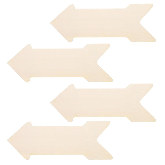 DECHOUS 4Pcs Wooden Arrow Signs: Blank Unfinished Wood Arrow Plaques for Crafts, Painting - Rustic Directional Sign Cutouts for DIY Craft Home Wall Decor, Farmhouse, Wedding, 15.7x6 Inch