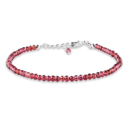 Yanara Garnet Stone Bracelets For Women Beads Jewelry for Women January Birthstone, Chakra Energy Healing Crystals, Silver Plated Chain 8 inch
