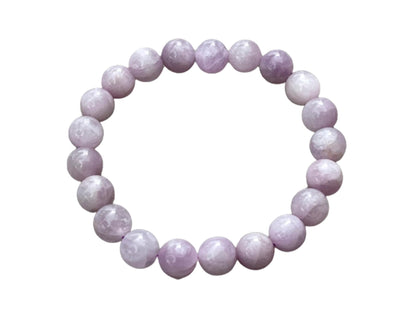 GAF TREASURES Kunzite Crystal Bead Bracelet 6-8mm, Genuine Kunzite Stretch Gemstone Bracelet, Healing Crystal Bracelet, Gift for Men & Women (1)