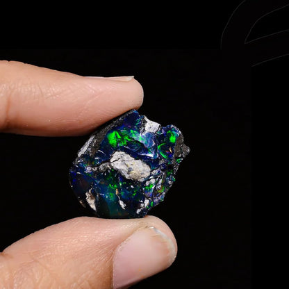 Natural 7.8 Cts AAA Raw Ethiopian Black Opal Rough Gemstones Multi Fire Welo Opal Stones for Tumbling & Jewelry Making Supplies Healing Crystals Gems Rocks Loose Gemstones