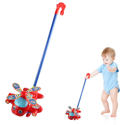 Push Along Toys Baby Pushing Airplane Toy with Long Handle Walking Toy for Toddlers Push Along Airplane, Baby Walking, Pull, Flying Toys