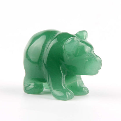 Natural Beads Semi Stone Carved Bear Green Aventurine Statue Chakra Healing Reiki Crafts (Green Aventurine)
