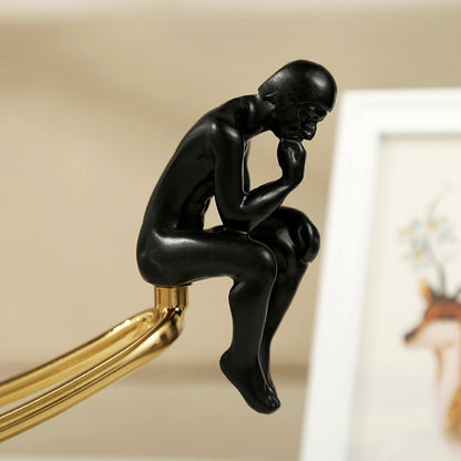 FUNSXBUG The Thinker Statue Thinking Man Statues with Crystal Ball Sculptures Collectible Figurine Home Decor Living Room Decoration Black