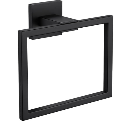 LANC Hand Towel Holder for Bathroom Wall Mount Matte Black Square Hand Towel Rings for Bathroom Hardware Accessories Kitchen Toilet SUS 304 Stainless Steel Shower Towel Hanger Racks, A8896MB