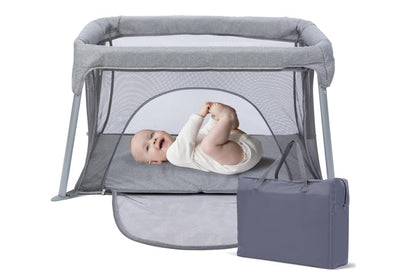 CAPAKIDDO Lightweight Travel Crib - Portable Baby Playard，Foldable Play Yard with Zipper Door, No Tools Setup, Compact for On-The-Go