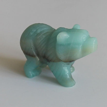 HLbshi Hand Carved Mixed Gemstone Crystal Bear Figurine Animal Carving Statue Home Decor 1.5'' (Amazonite)