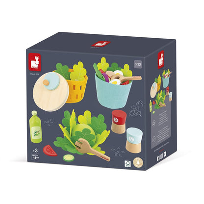 Janod - My Mixed Salad - 33 Piece Pretend Play Kitchen Set - 3 Years + J06595
