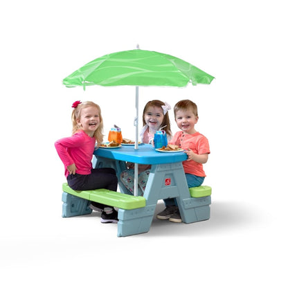 Step2 Sun & Shade Kids Picnic Table with Removeable Umbrella, Indoor/Outdoor Toys, Fits 4 Children, Made of Durable Plastic, For Toddlers 1.5-4 Years Old