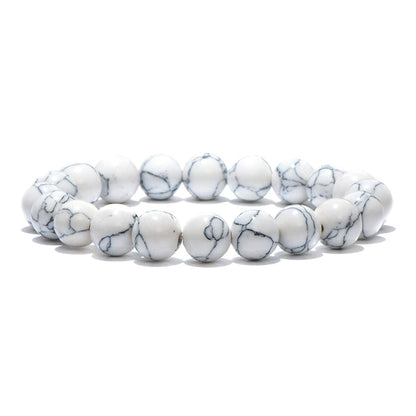 Natural Stone Beads 100pcs 8mm White Howlite Round Genuine Real Stone Beading Loose Gemstone Hole Size 1mm DIY Charm Smooth Beads for Bracelet Necklace Earrings Jewelry Making (White Howlite, 8mm)