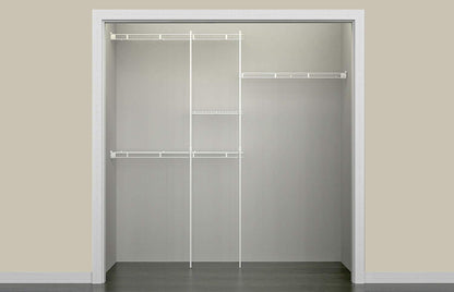 ClosetMaid Wire Closet Organizer System, Adjustable from 5 to 8 Ft., with Shelves, Hardware, Durable Steel, Fixed Mount Installation, White