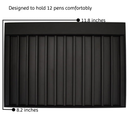 MONTEVERDE USA Deluxe Collector's Vegan Leather Tray for 12 PENS - Black