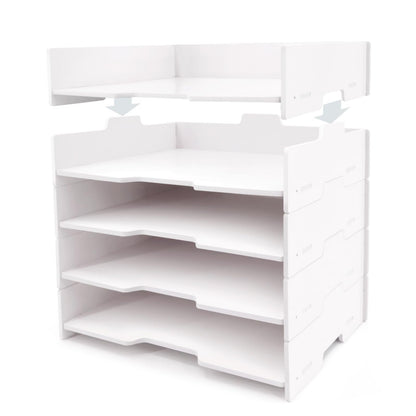 SONGWAY 5-Tier Stackable Paper Tray - File Organizer for Desk, Paper Sorter, Desktop Letter Trays, Workspace Desk Organizer Trays for Home Office School