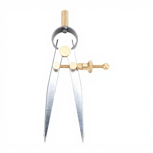 YUEHISY Spring Wing Divider Caliper, 4in Drafting Compass with Leather Creaser, Adjustable Lockable Tool, for Geometry Craft Work