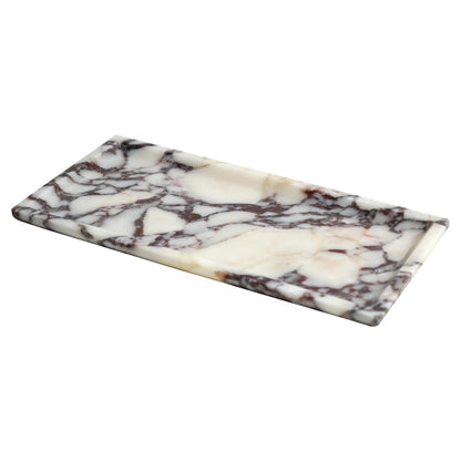 Natural Marble Tray, Coffee Table, Food, Fruit, Paper Cup, Cake Display, Coffee bar, Family Gatherings, Seasonal Holiday Decoration Tray(Viola-rectangle-11 x5 x0.7)
