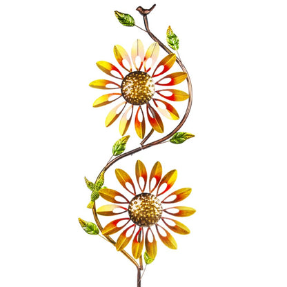 VEWOGARDEN Metal Sunflower Wind Spinners Outdoor Kinetic Wind Spinner with Stakes Yard Art for Garden Lawn Patio Decoration, Yellow