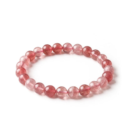 Kryllite Crystal Bracelets, Bracelet for Women, Nature Strawberry Crystal Stretch Elastic Bracelet, Nature Gemstone-8mm, Healing Stone Bracelets, Pink Jewelry Gifts for Women, Holiday