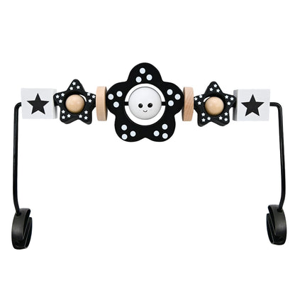 Welgep Wooden Baby Bouncer Toy Bar Attachment, Sensory Toy for Newborn to Toddler Boys Girls, Easy Install & Remove, Baby Bjorn Compatible (Black)
