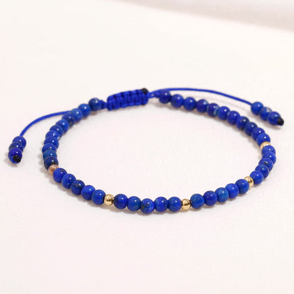 Jewever Gemstone Bracelet for Women Crystals and Healing Stones Beaded Stone Chakra Bracelets Healing Energy Crystal Jewelry Gifts Adjustable 4mm (Lapis Lazuli)