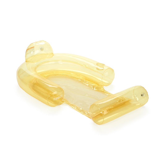FUNBOY Clear Yellow Mesh Chair 2-in-1 Water Chair with Cooling Mesh and Water Hammock Inflatable Pool Float.