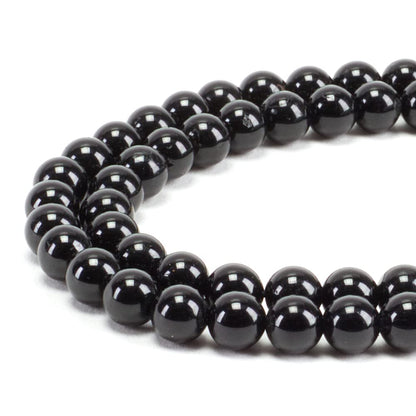 Cherry Tree Collection | 100PCS 6mm Black Tourmaline Gemstone Round Beads for Jewelry Making | Includes Storage Box, Elastic String, and Needles