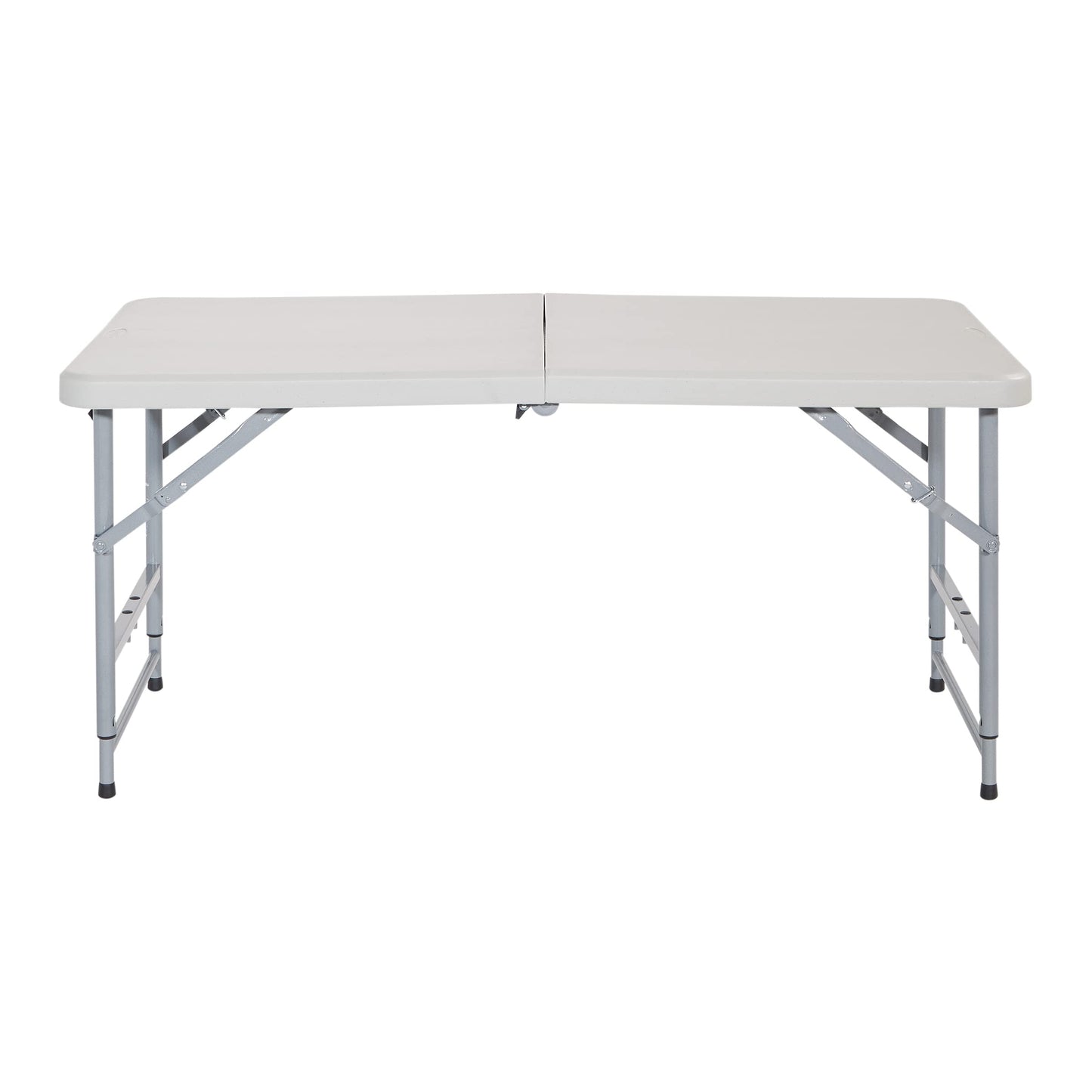 Office Star Resin Multipurpose Rectangle Table, 4-Feet Long, Height Adjustable, Center Folding Table, Light Gray