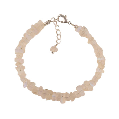 Natural Raw Rainbow Moonstone Bracelet, Rough Beads Gemstone, Healing Crystals, Birthday, Gift for Her, Gemstone Jewelry for Women, Pretection Bracelet