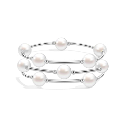 Elegance 11 designs Silver Blessing Bracelet 10mm Crystal White Pearl Bracelet Dainty Thin Tube For Women Simple Bridal Gifts For Friends And Loved