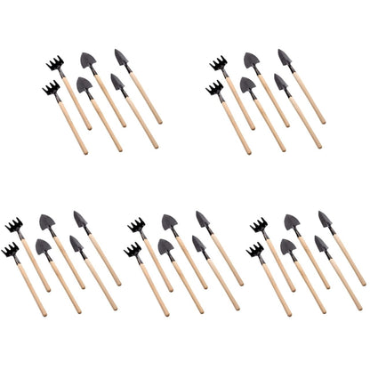 Sosoport 10 Sets Mini Tool Shovel Indoor Plant Gardening Tools Wooden Handle Weeding Trowel Digging Trowel for Flower Soil Planting Succulent